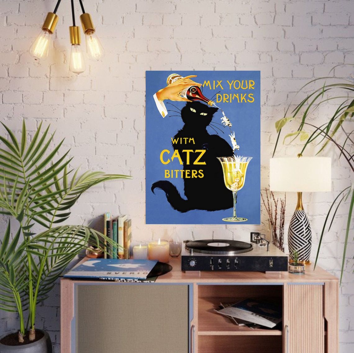 Catz Bitters Vintage Beverage Poster, Black Cat Art - Image 3