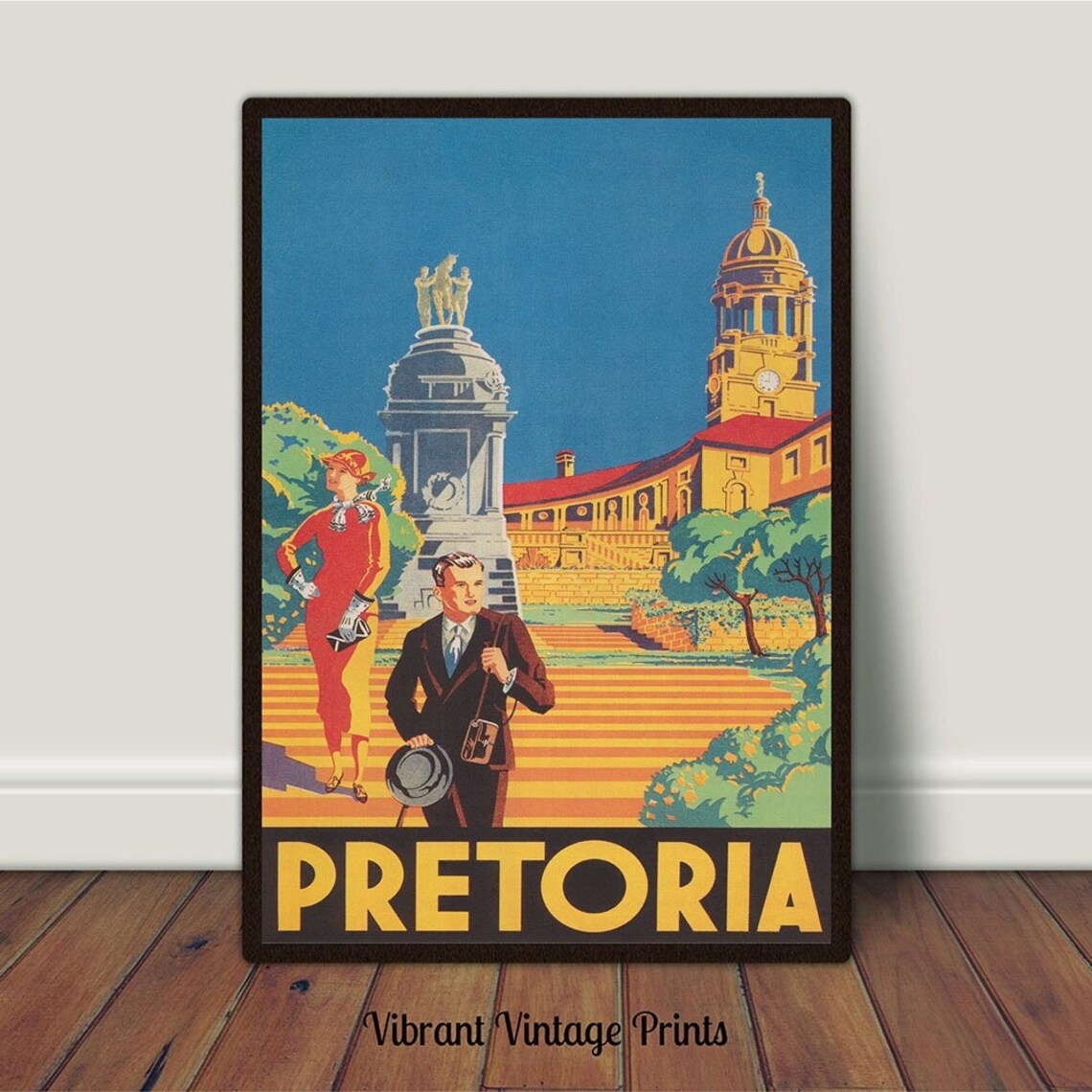South Africa Vintage Travel Poster, Pretoria Art Print