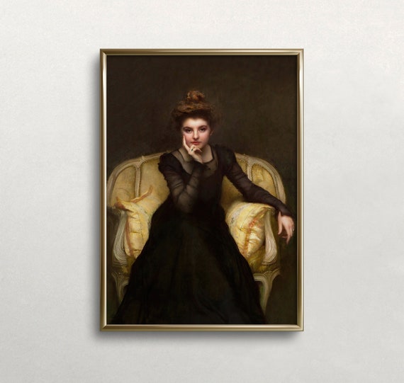 Victorian Woman Portrait, Dark Academia Wall Art