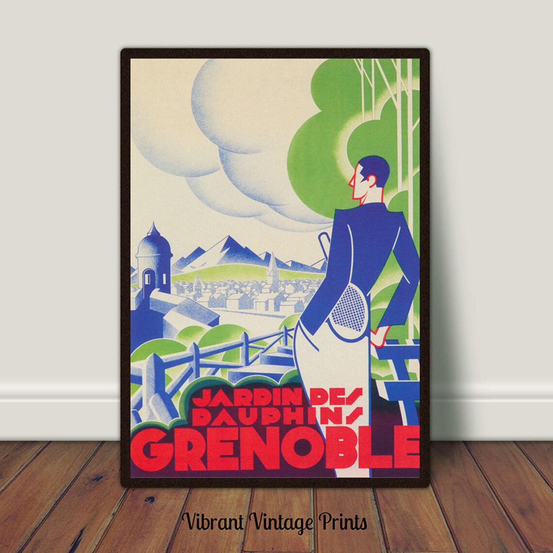 Grenoble France Vintage Tennis Travel Poster Print