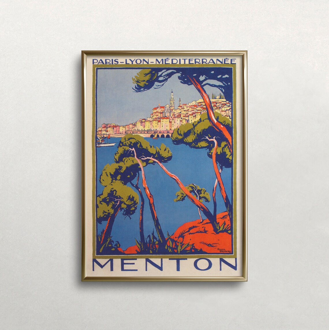 Menton France Vintage Travel Poster, Wall Art Print