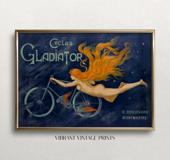Cycles Gladiator Vintage Woman Bicycle Poster