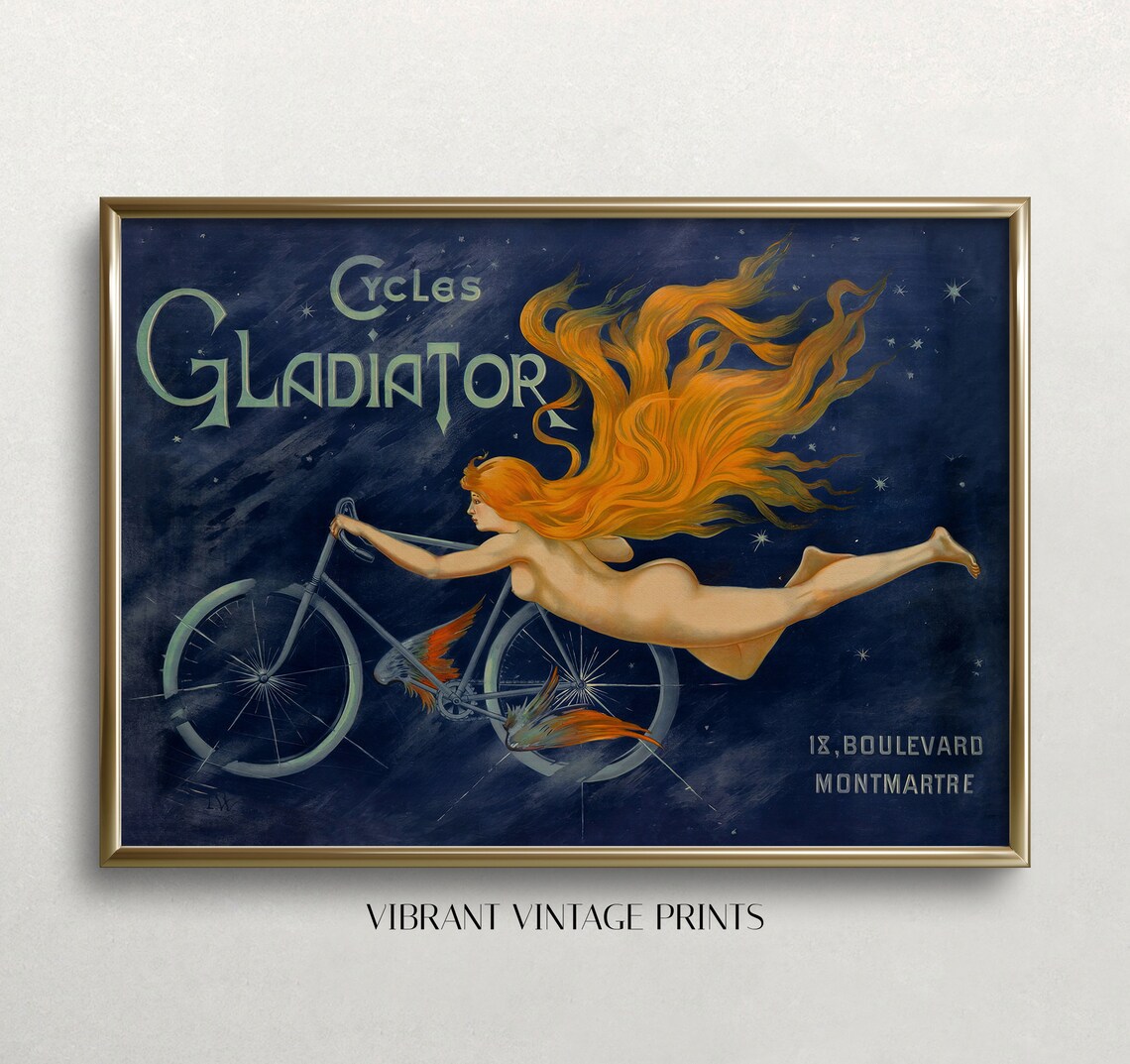 Cycles Gladiator Vintage Woman Bicycle Poster