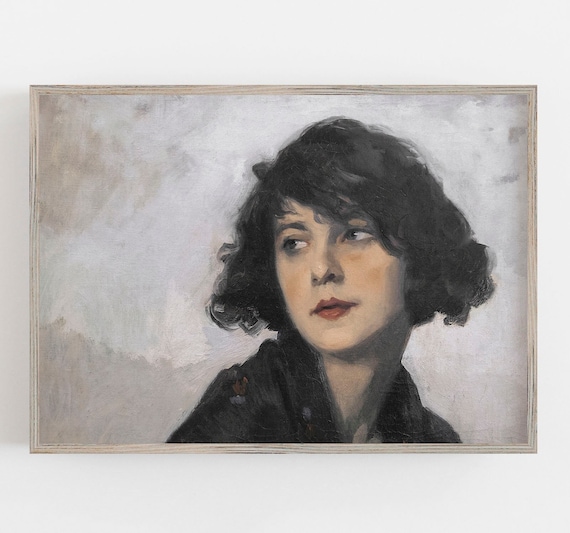 Vintage Woman Portrait, Antique Painting Art Print