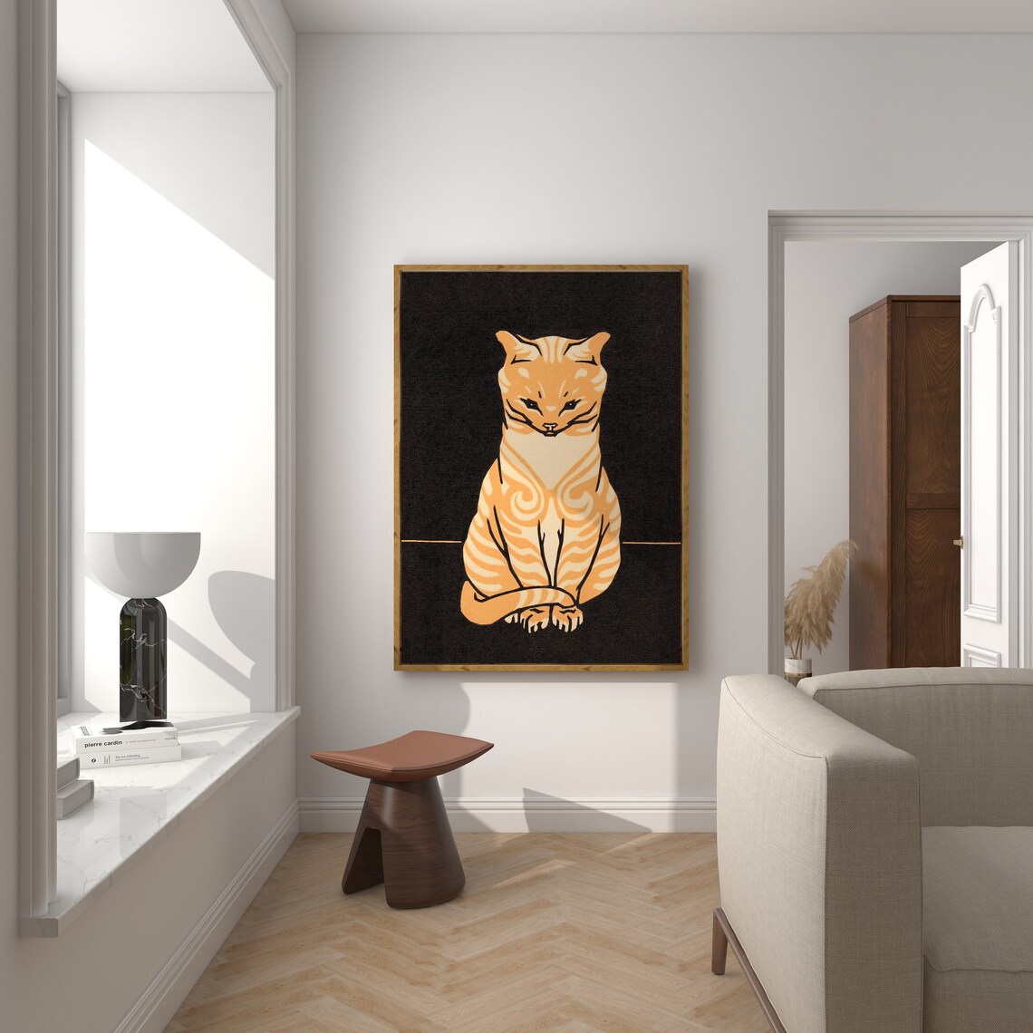 Yellow Tabby Cat Vintage Portrait Poster Print - Image 4