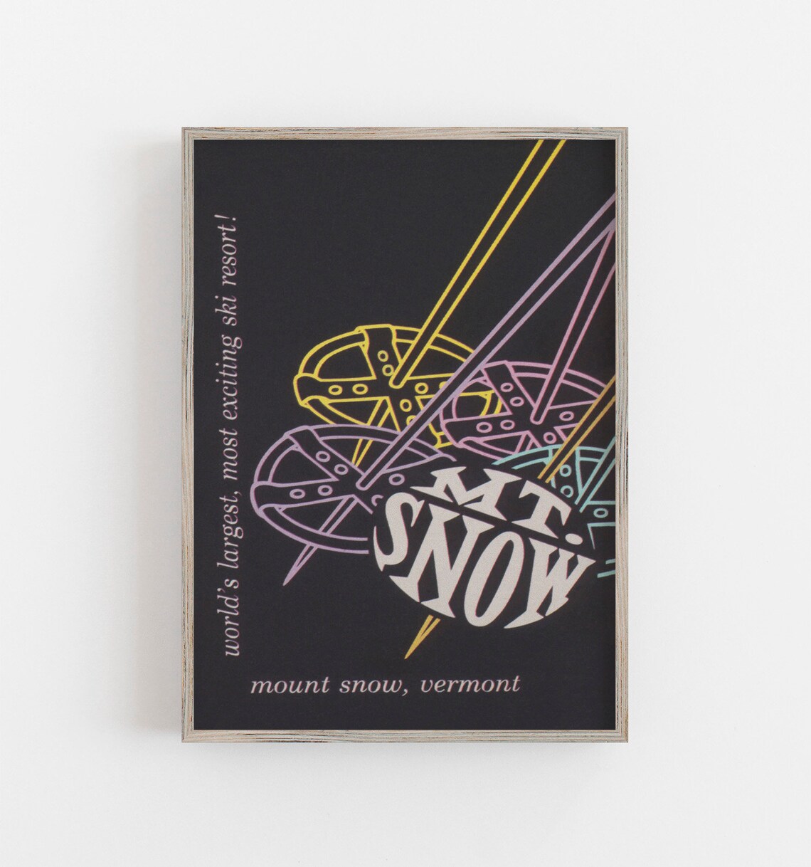 Mount Snow Vermont Vintage Ski Poster, Retro Decor