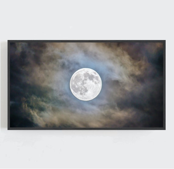 Moon Art Print, Celestial Halloween Wall Decor