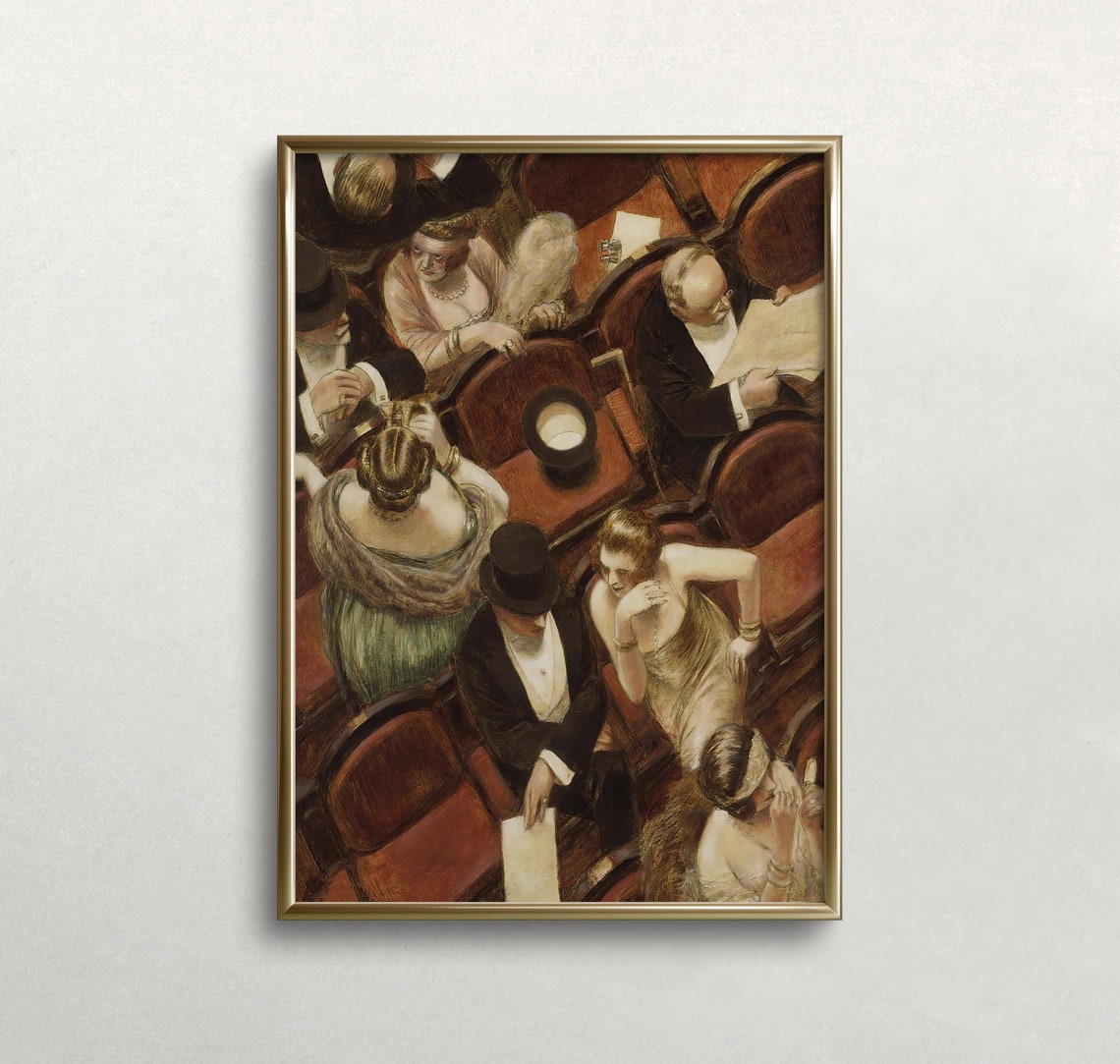Theatre Audience From Above 1920s Evening Wear Vintage Painting Poster