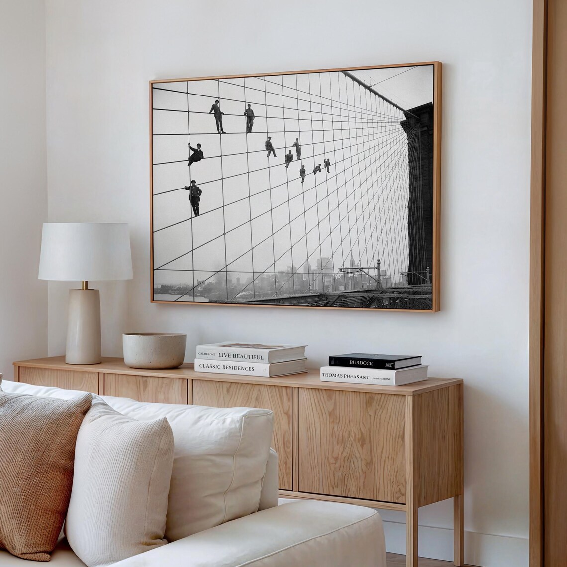 Brooklyn Bridge Painters Vintage Black And White New York City Poster - Image 5