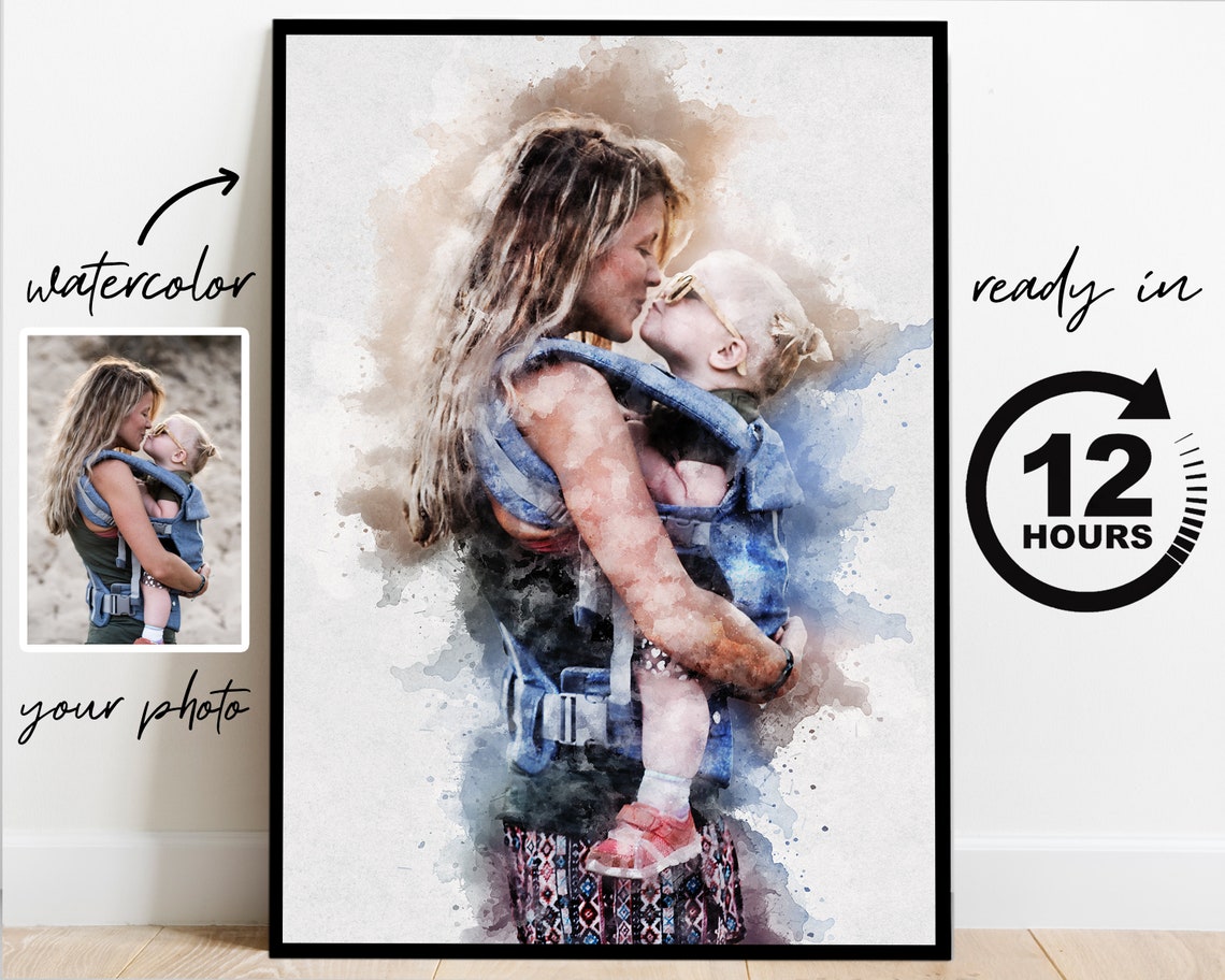 Painting From Photo Watercolor Family Portrait Anniversary Gift Custom Portrait From Photo Couple Portrait Christmas Gift - Image 3