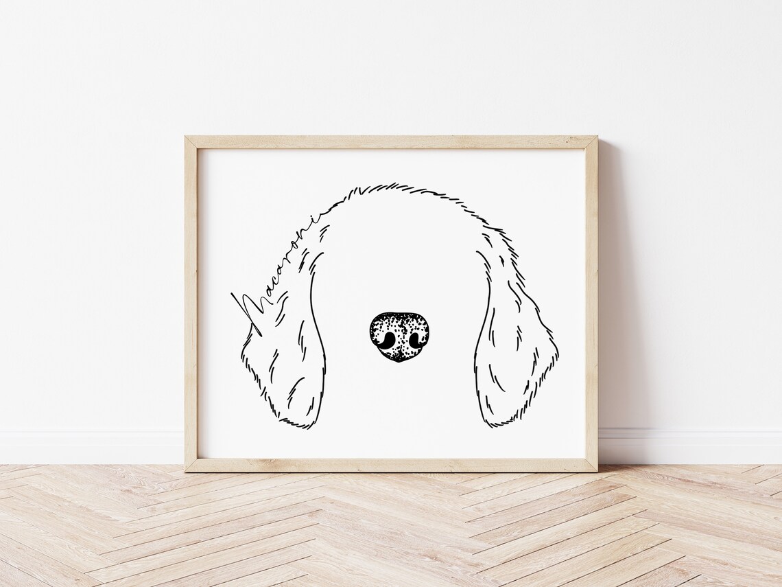 Golden Retriever Nose Line Art Personalized Mackenzie Dog Poster