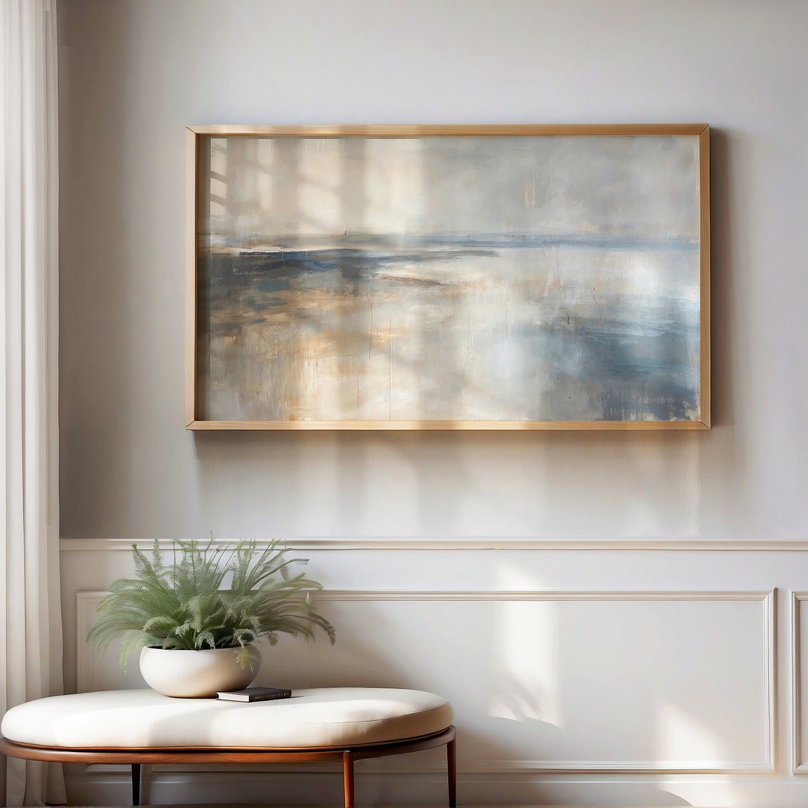 Abstract Autumn Beach Scene in Neutral Coastal Tones Art Poster - Image 4