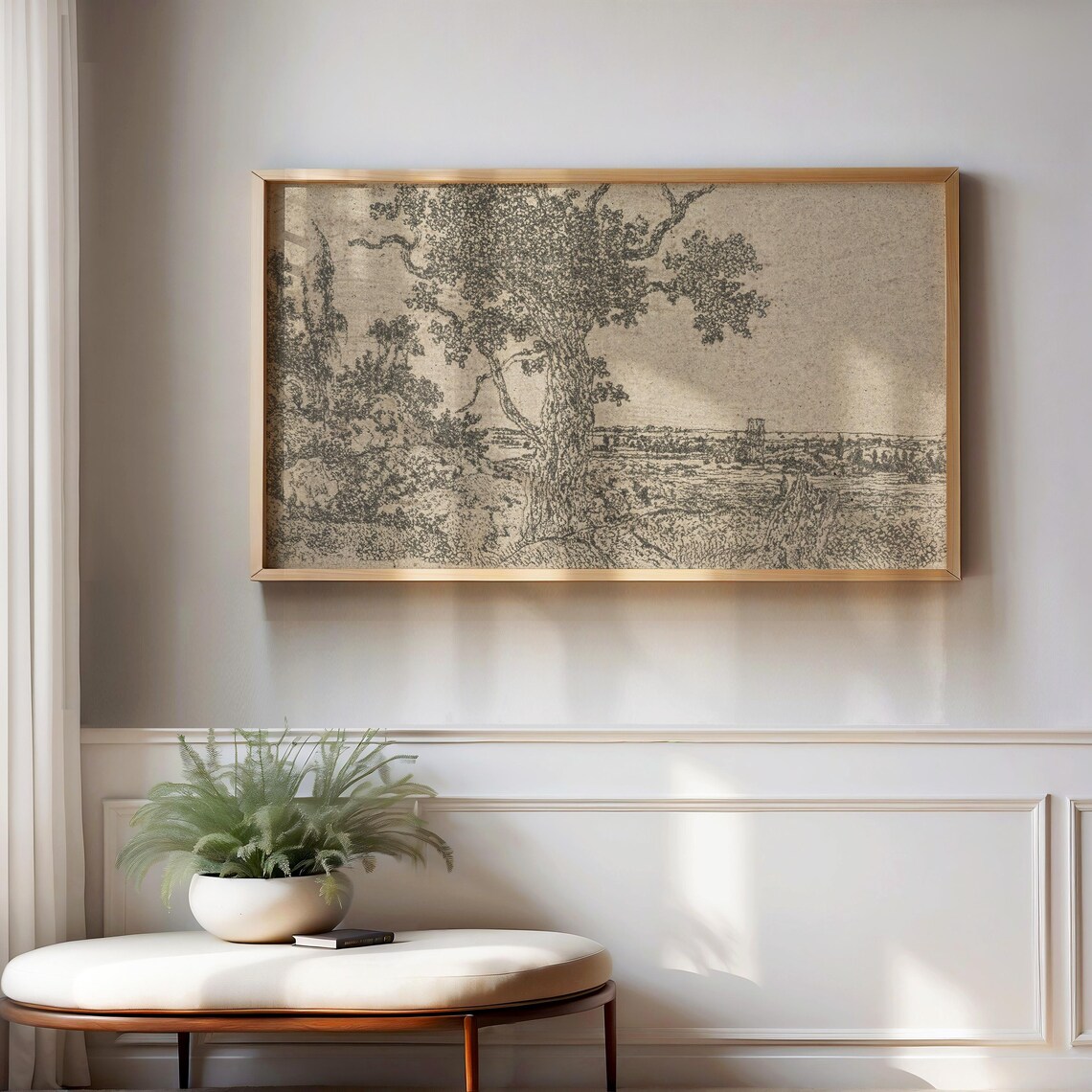 Antique Landscape Sketch Vintage Tree Countryside Ink Drawing Poster - Image 4