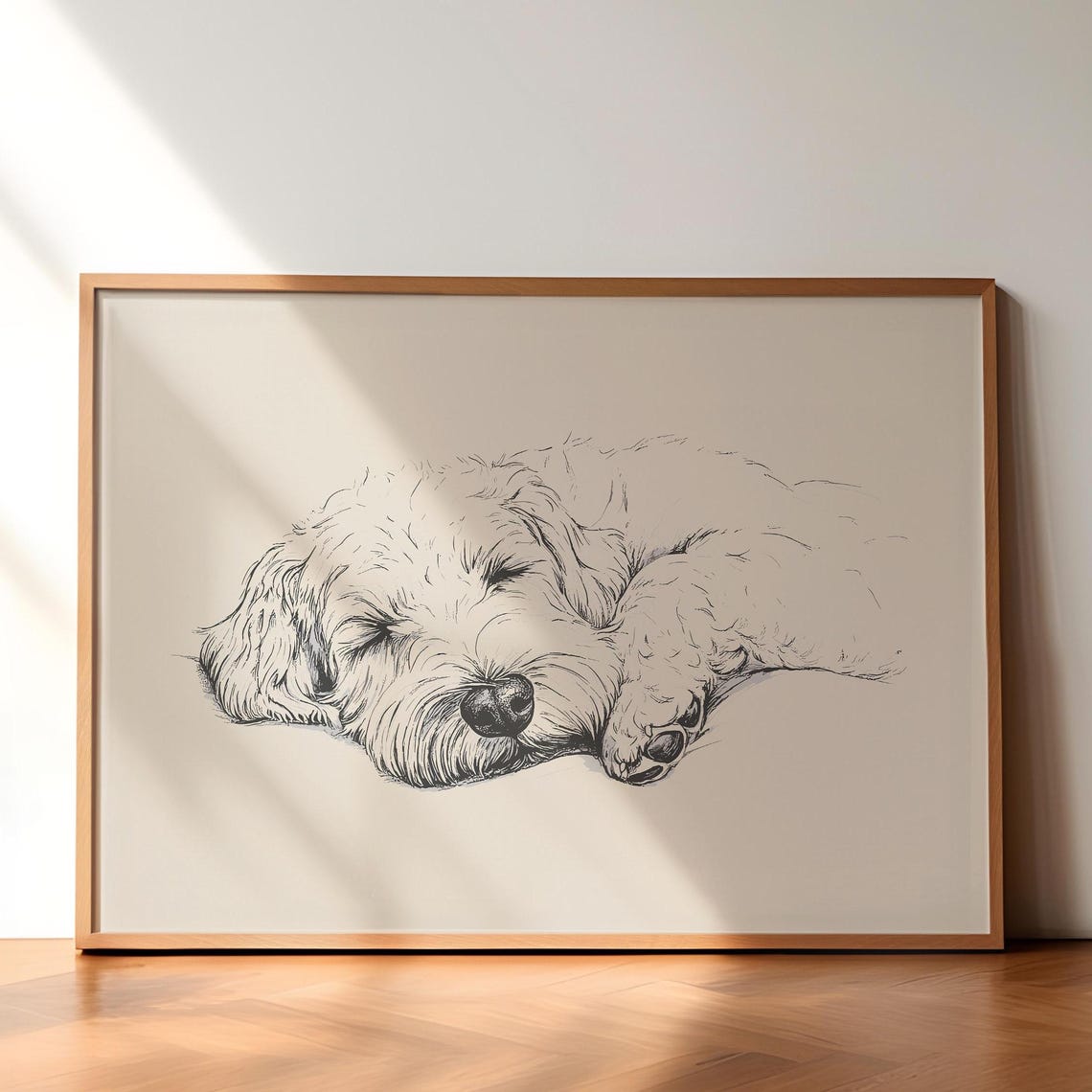 Sleeping English Sheepdog Print Dog Vintage Decor Dog Wall Art Antique Vintage Painting Dog Drawing Art English Sheepdog Sketch Poster