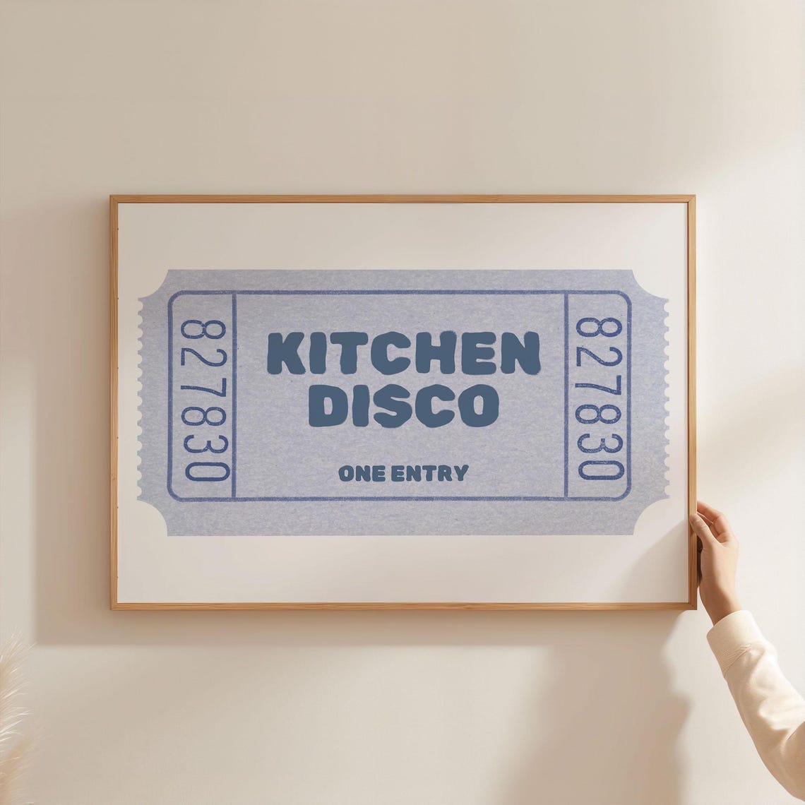 Kitchen Disco Blue Vintage Ticket Stub Funny Kitchen Wall Poster