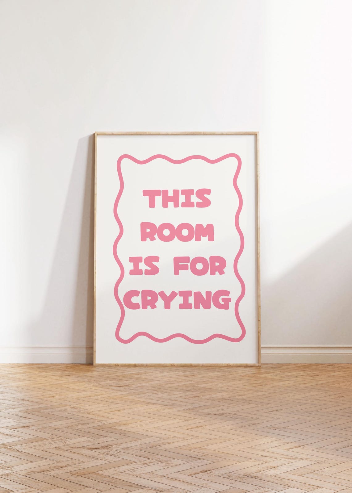 This Room Is for Crying Funny Pink Typography Quote Wall Art