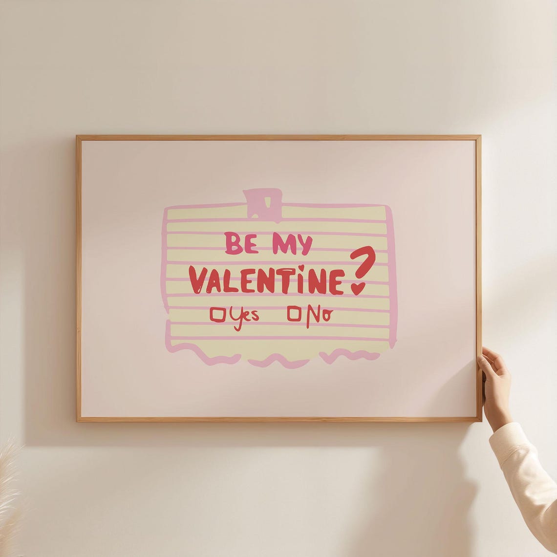 Be My Valentine Handwritten Note Pink Retro Girly Quote Poster