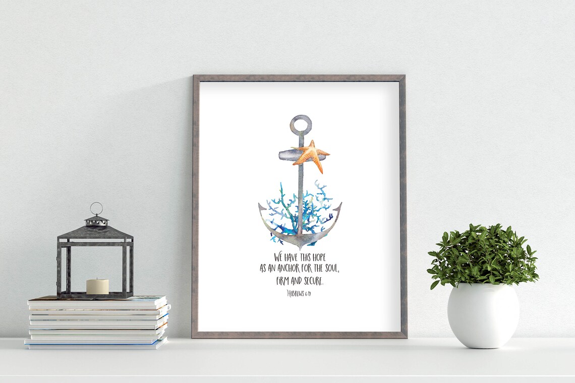 Hebrews 6:19 Hope Anchor, Nautical Scripture Art Print - Image 3