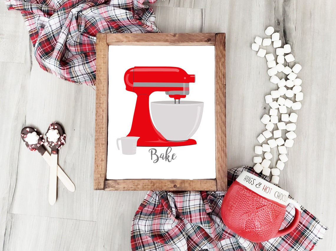 Red Stand Mixer Bake Kitchen Modern Baking Decor Minimalist Poster - Image 3
