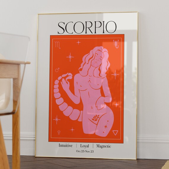 Scorpio Goddess Zodiac Retro Star Sign Astrology Gift Poster