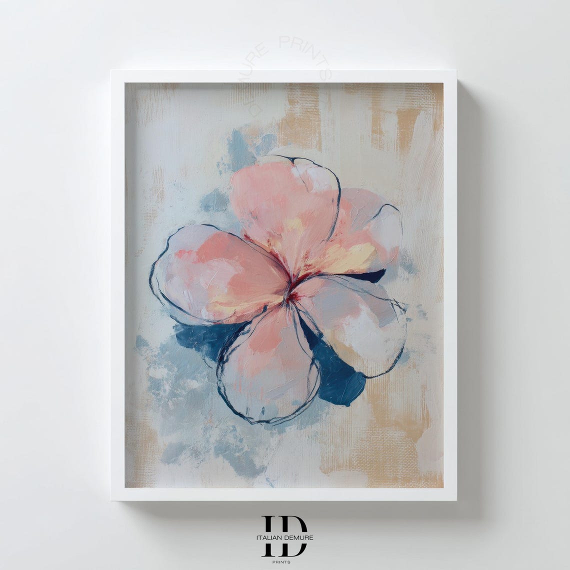 Pastel Pink Flower Abstract Botanical Soft Watercolor Art Poster