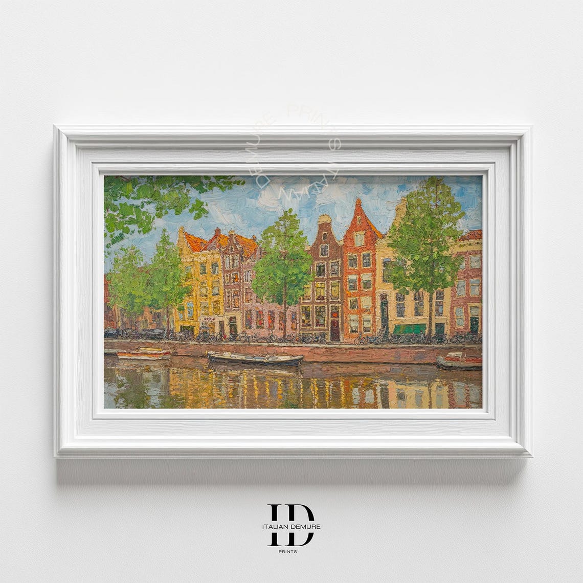 Dutch Amsterdam Canal Houses Impressionist Summer Painting Poster