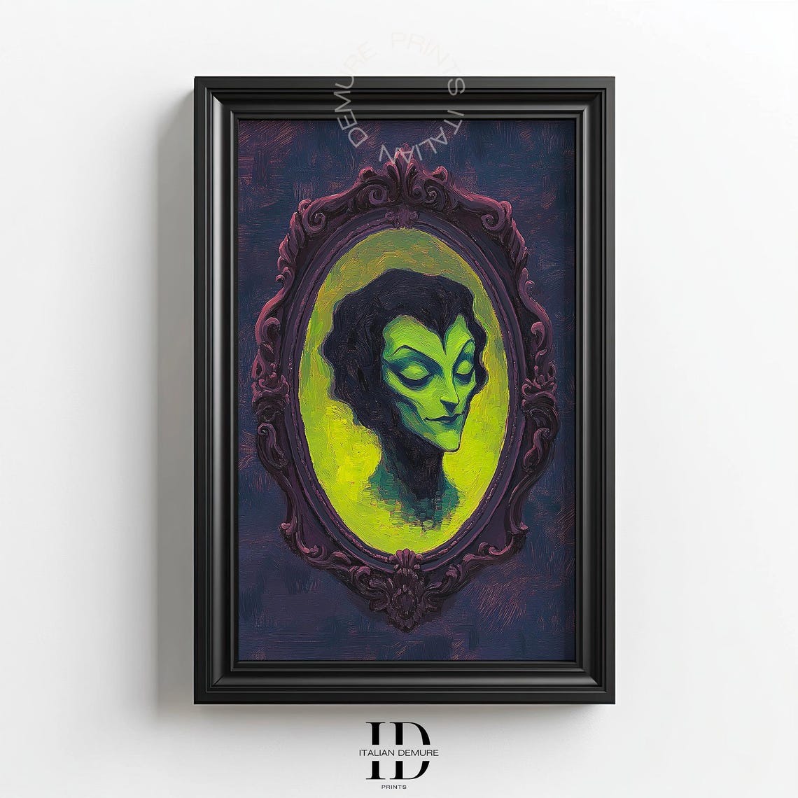 Green Witch Portrait Haunted Mirror Gothic Fantasy Art Print