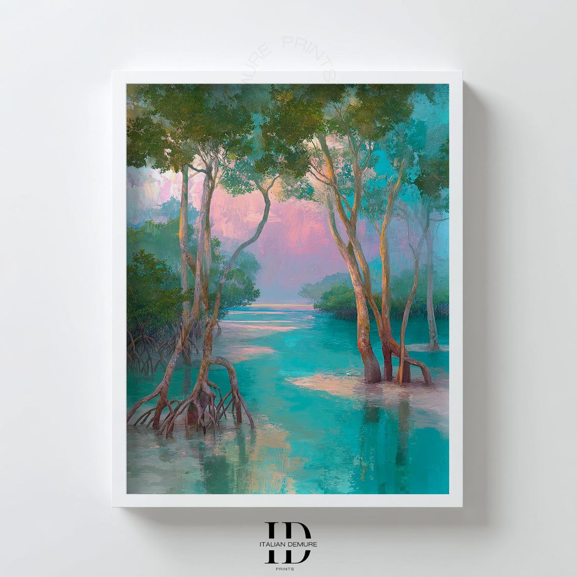 Tropical Mangrove Sunset Teal Water Coastal Seascape Art Print