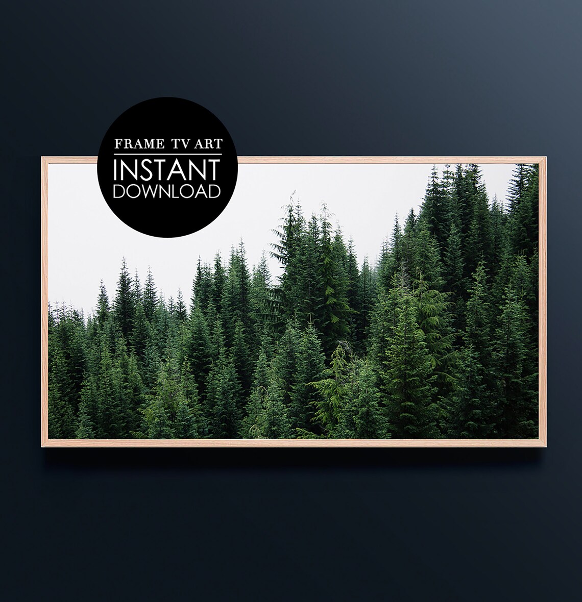 Evergreen Pine Forest Minimalist Green Woodland Calm Nature Wall Decor Print