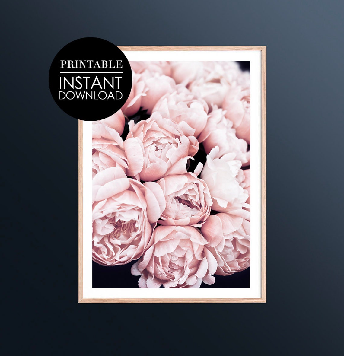 Pink Peony Print Wall Art Instant Botanical Floral Home Decor