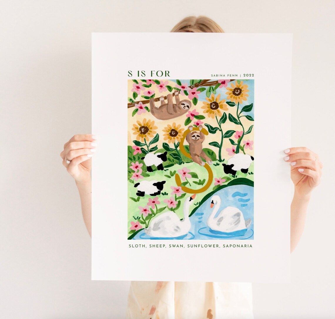 Monogram S Art Print, Nursery Alphabet Decor - Image 3
