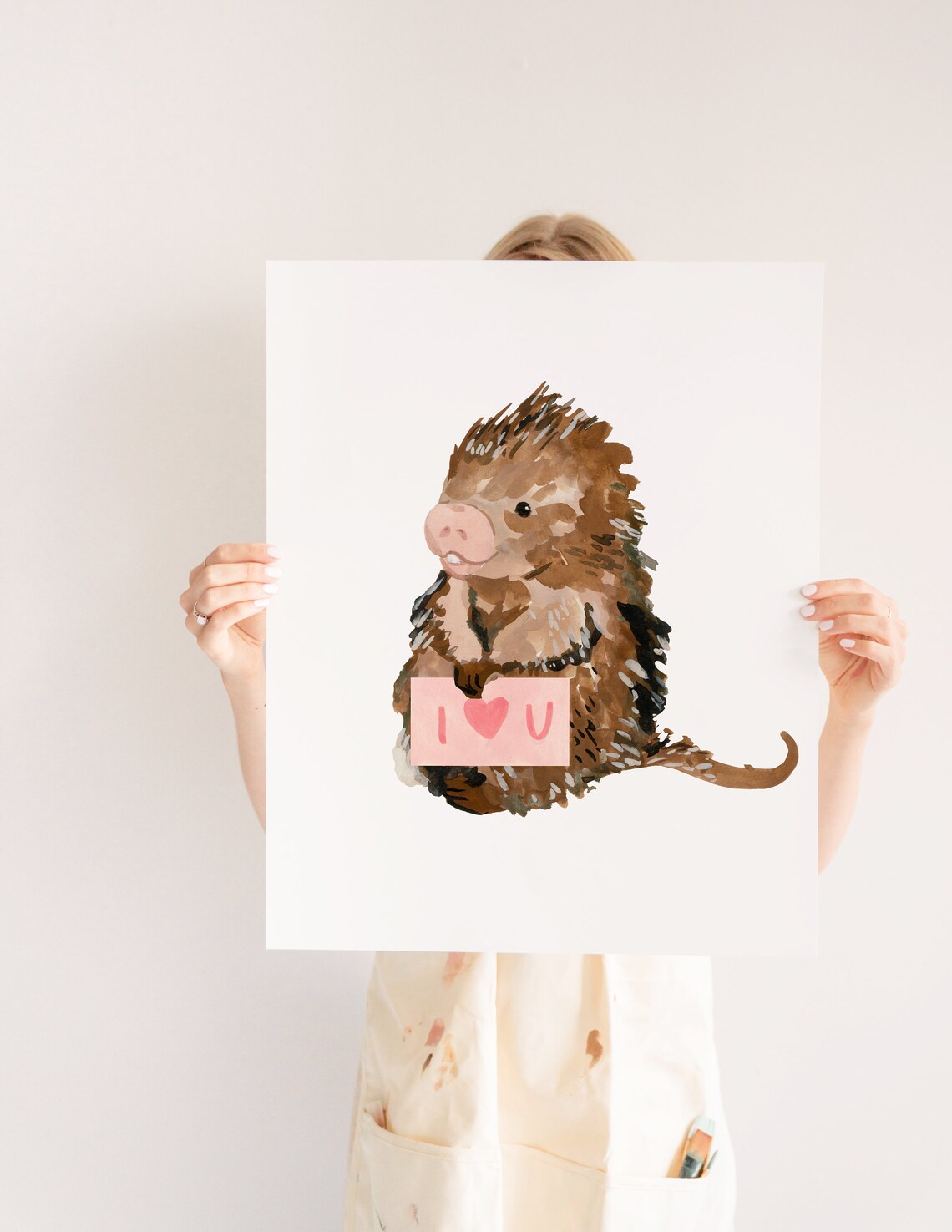 Porcupine Love Art Print, Valentine's Day Cute Animal - Image 3