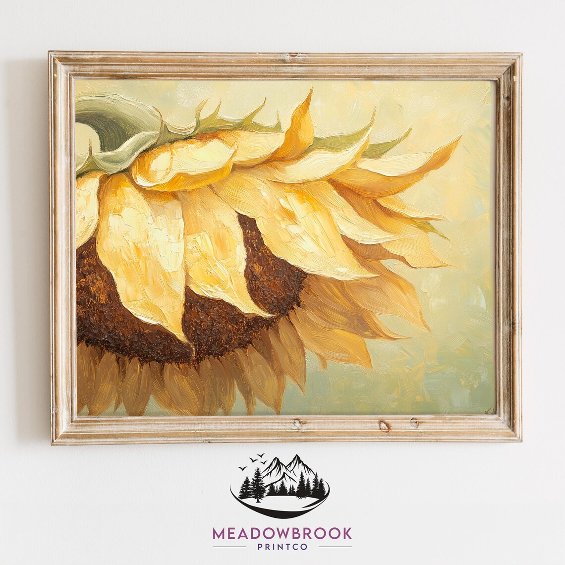 Golden Sunflower Petals Closeup Moody Botanical Floral Wall Art