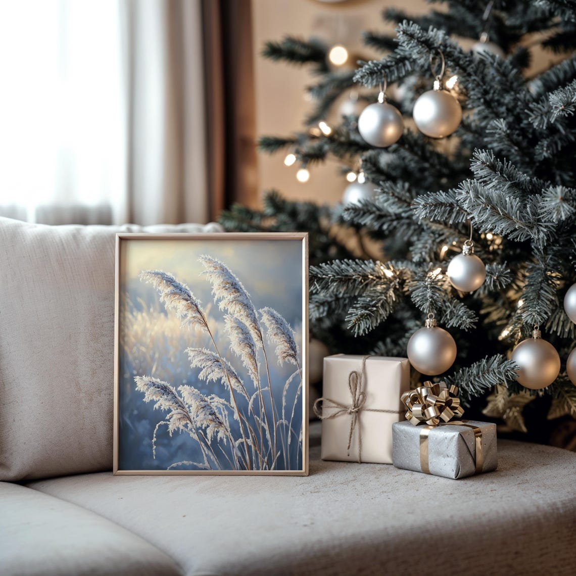 Frosted Wild Grasses In Morning Light Winter Meadow Nature Art Poster - Image 2