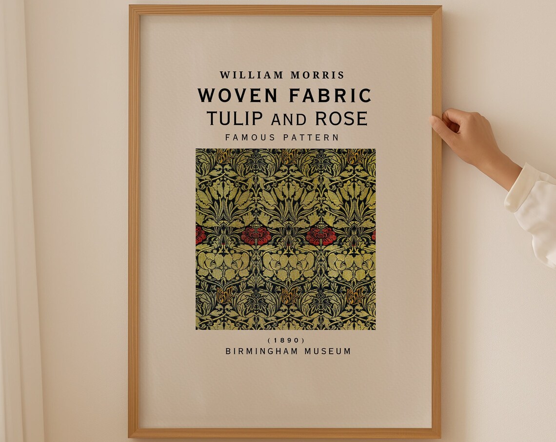 William Morris Tulip and Rose 1890 Woven Fabric Pattern Poster