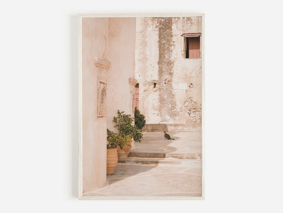 Greek Town Print, Coastal Greece Village Travel Poster