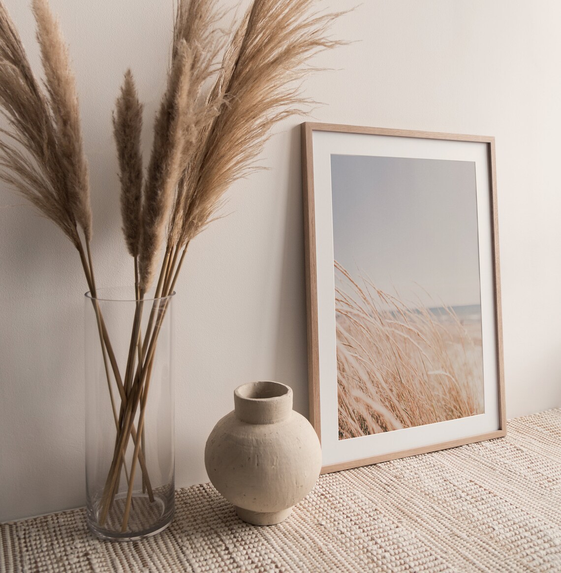 Pastel Pampas Wheat Field Beach Landscape Art Print - Image 2