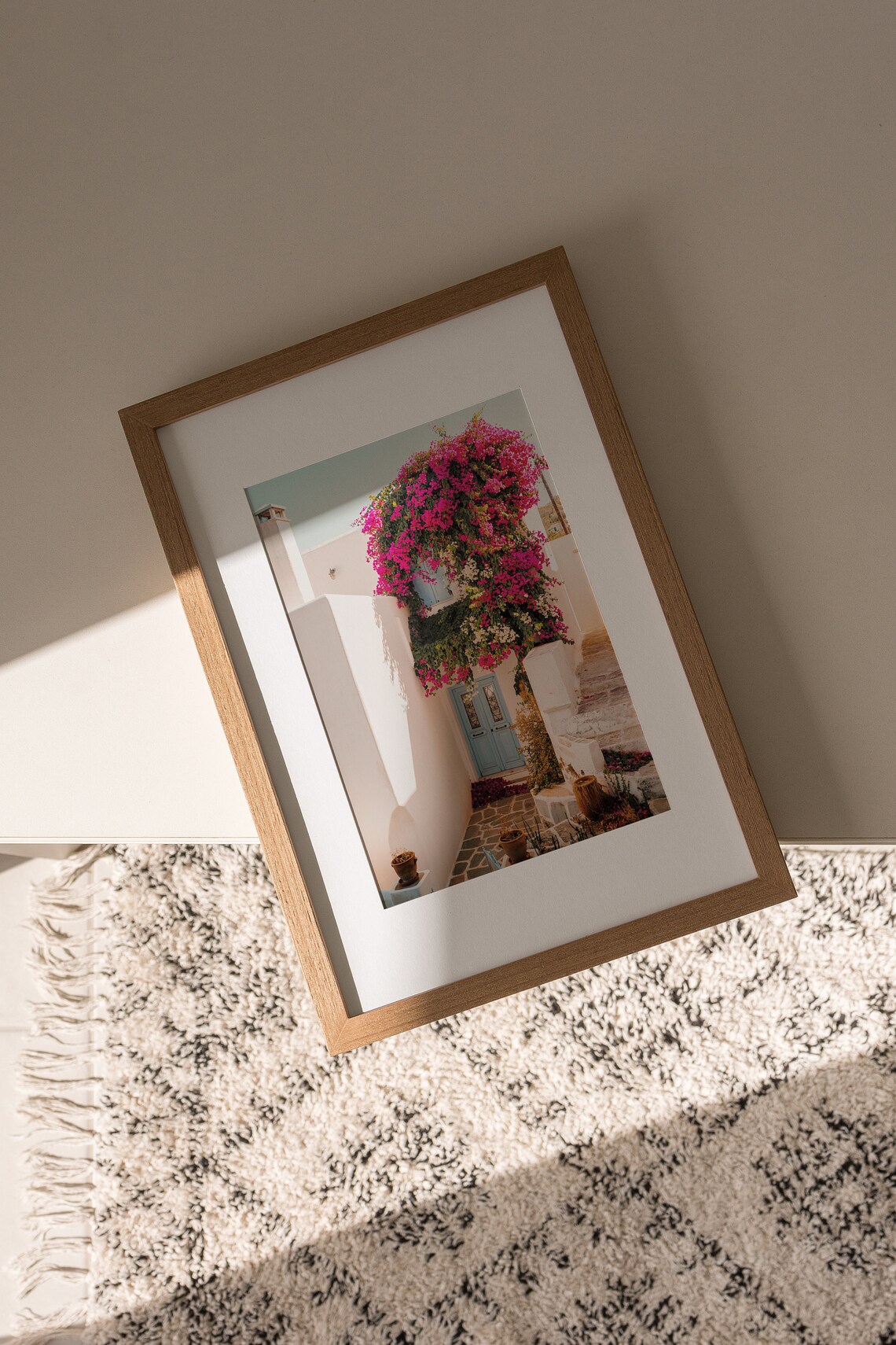 Santorini Bougainvillea Greek Island Art Print - Image 3