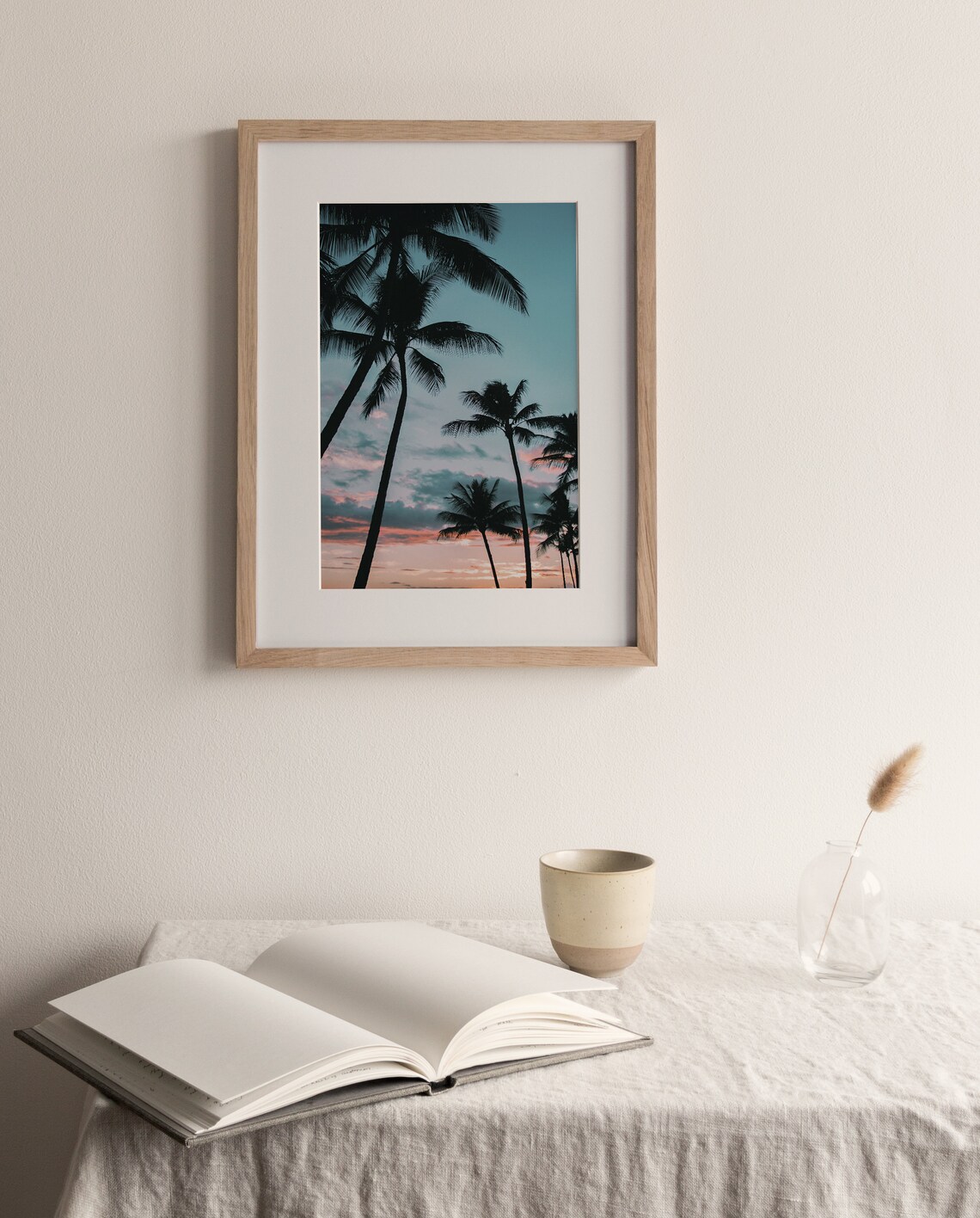 Sunset Palm Trees Pastel Beach Sunset Art Print - Image 3