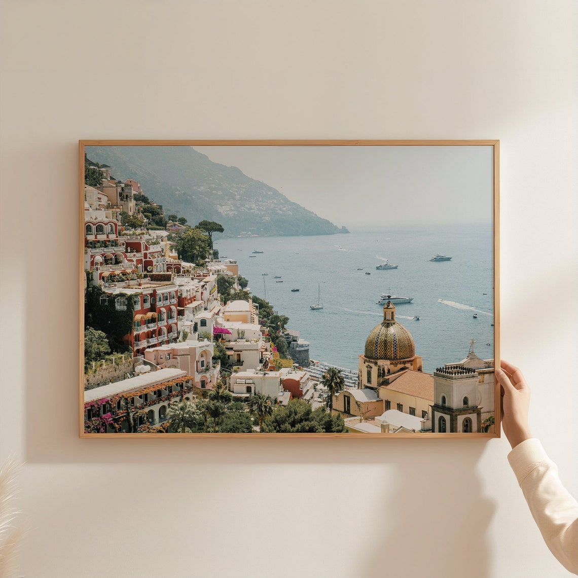 Positano Italy Santa Maria Assunta Dome Bay Yachts Summer View Poster - Image 3