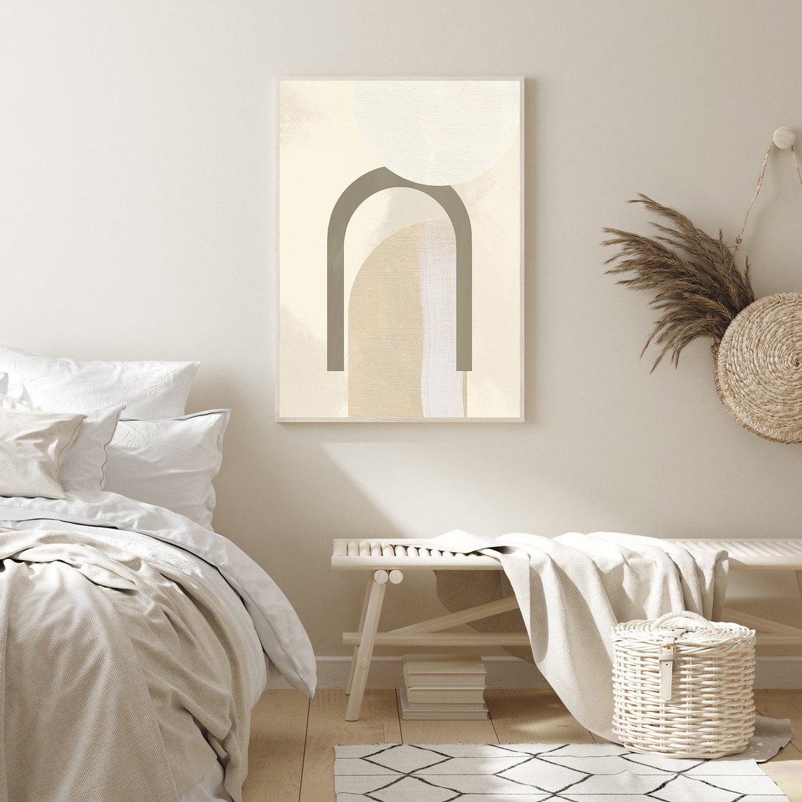 Olive Green Arch Minimalist Abstract Neutral Contemporary Art Poster - Image 2