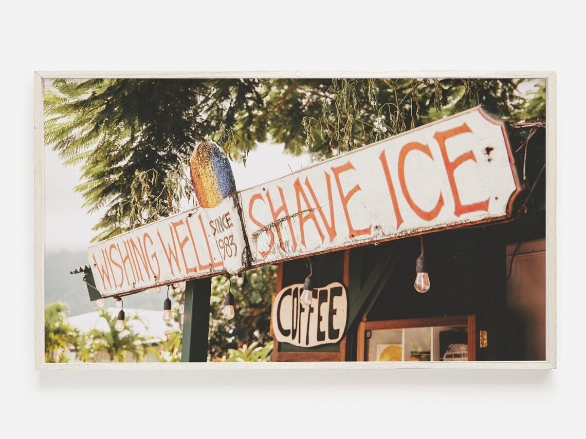 Hawaii Shave Ice Vintage Sign Tropical Shop Retro Travel Poster