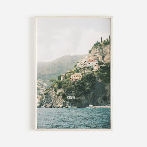 Positano Italy Cliffside Village From Sea Amalfi Coast Travel Poster