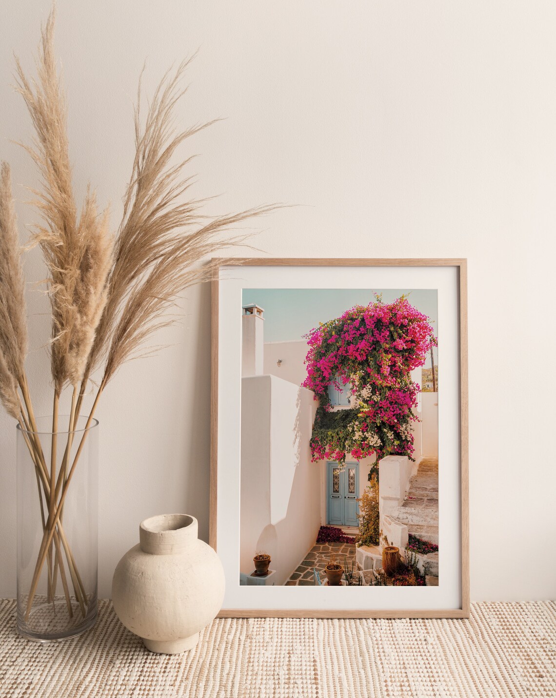 Santorini Bougainvillea Greek Island Art Print - Image 2