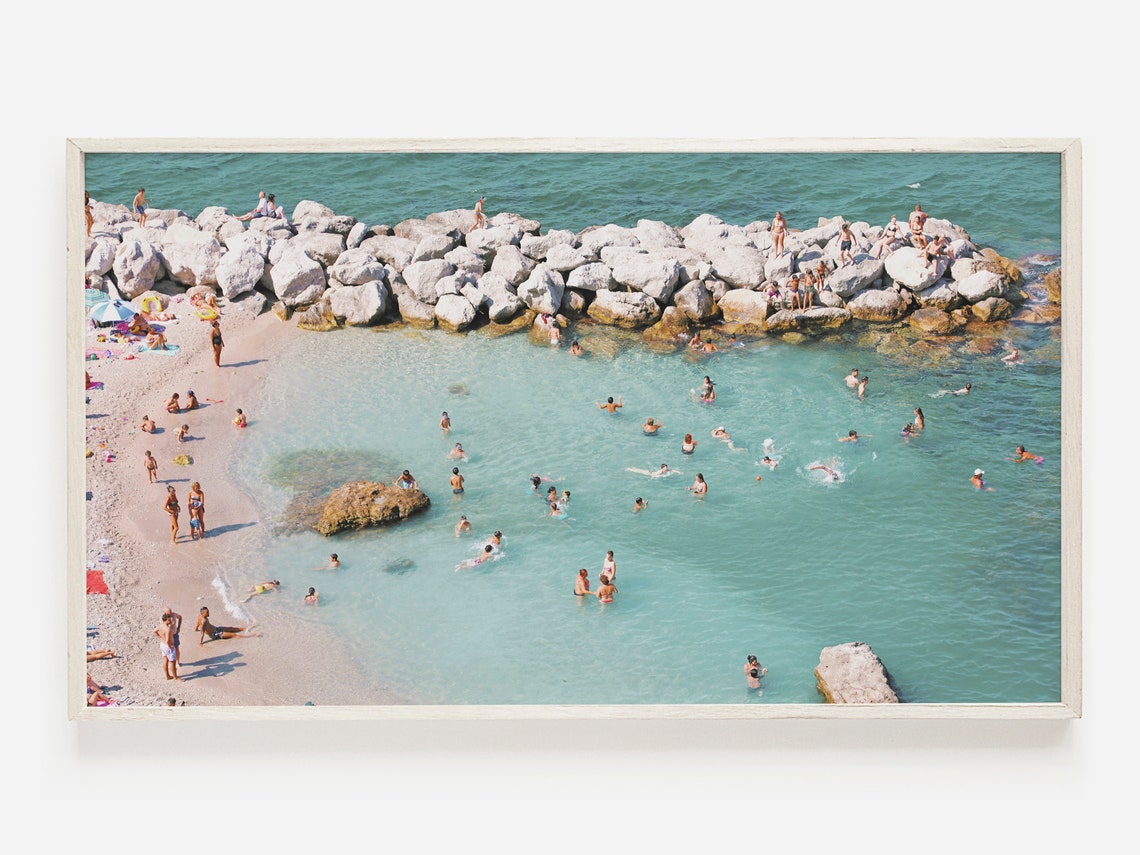 Summer Frame Tv Art Italy Beach Photo People On The Beach Tv Art Amalfi Coast Print Beach Art For Frame Tv Italian Coast Tv Photo