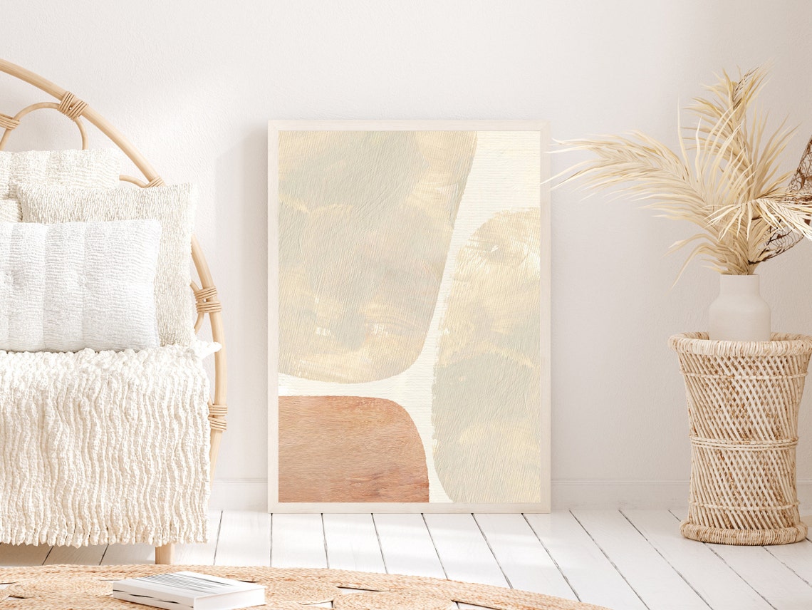 Beige Brush Block Taupe Terracotta Abstract Modern Neutral Art Poster - Image 3