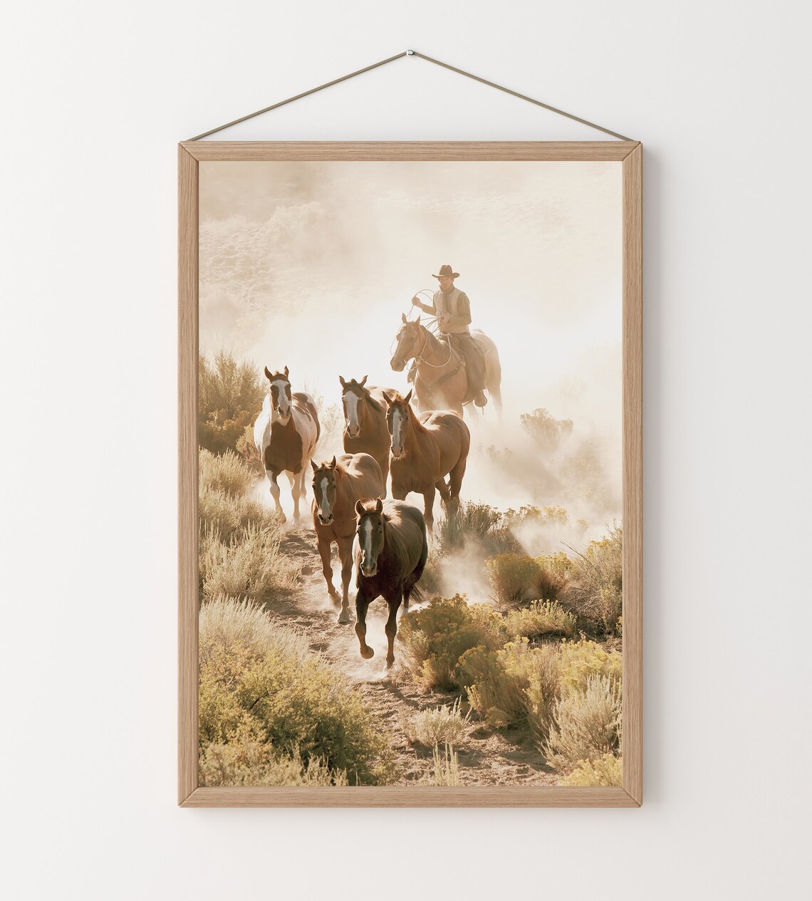 Cowboy Western Horse Roping Rustic Art Print - Image 2