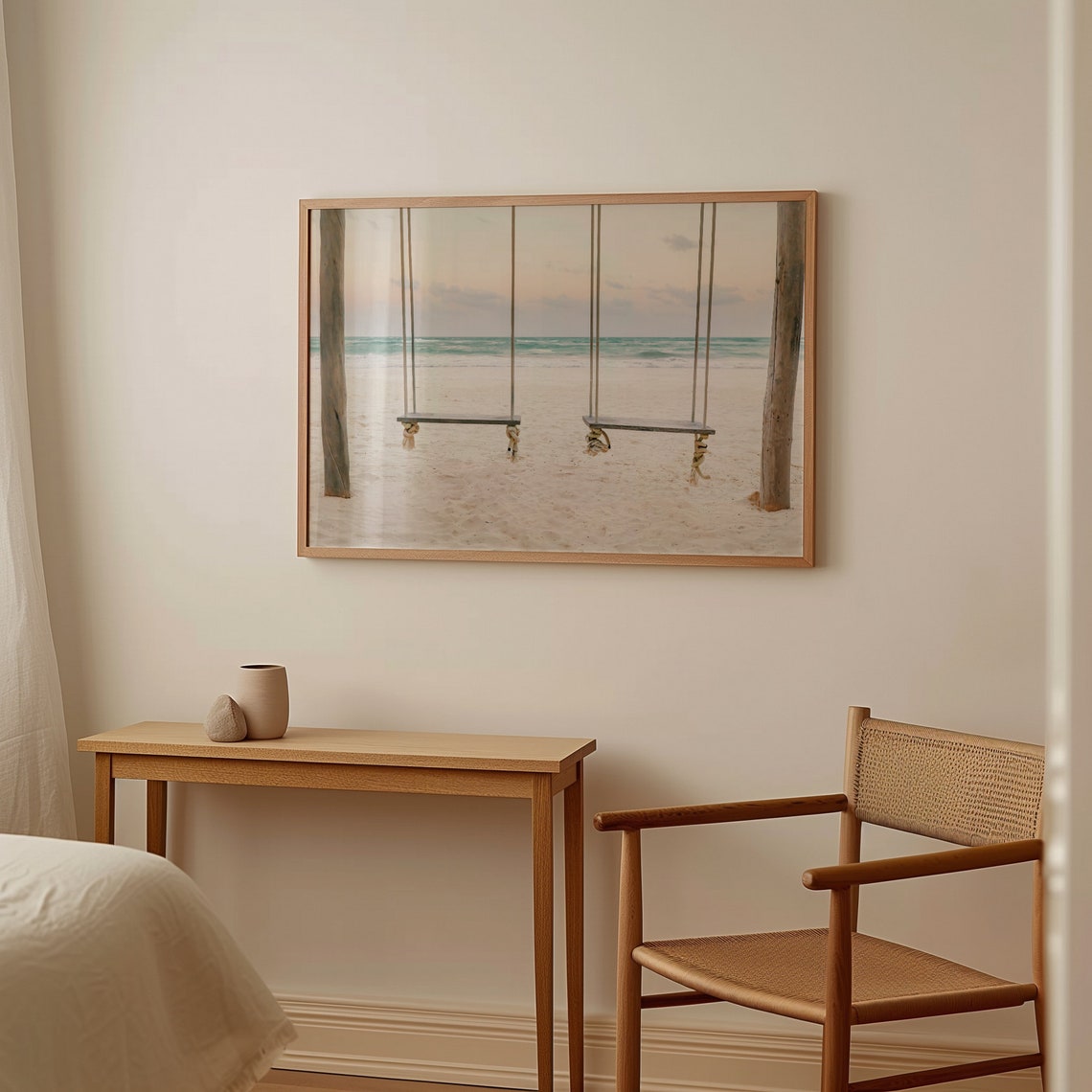Tulum Mexico Beach Swings White Sand Ocean Pastel Sunset Poster - Image 2