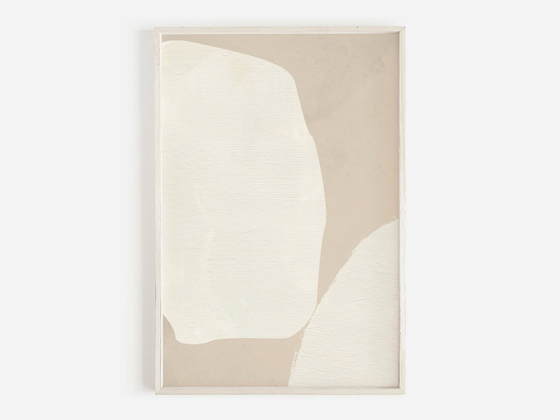 Cream Beige Minimalist Abstract Organic Shapes Modern Wall Art Poster