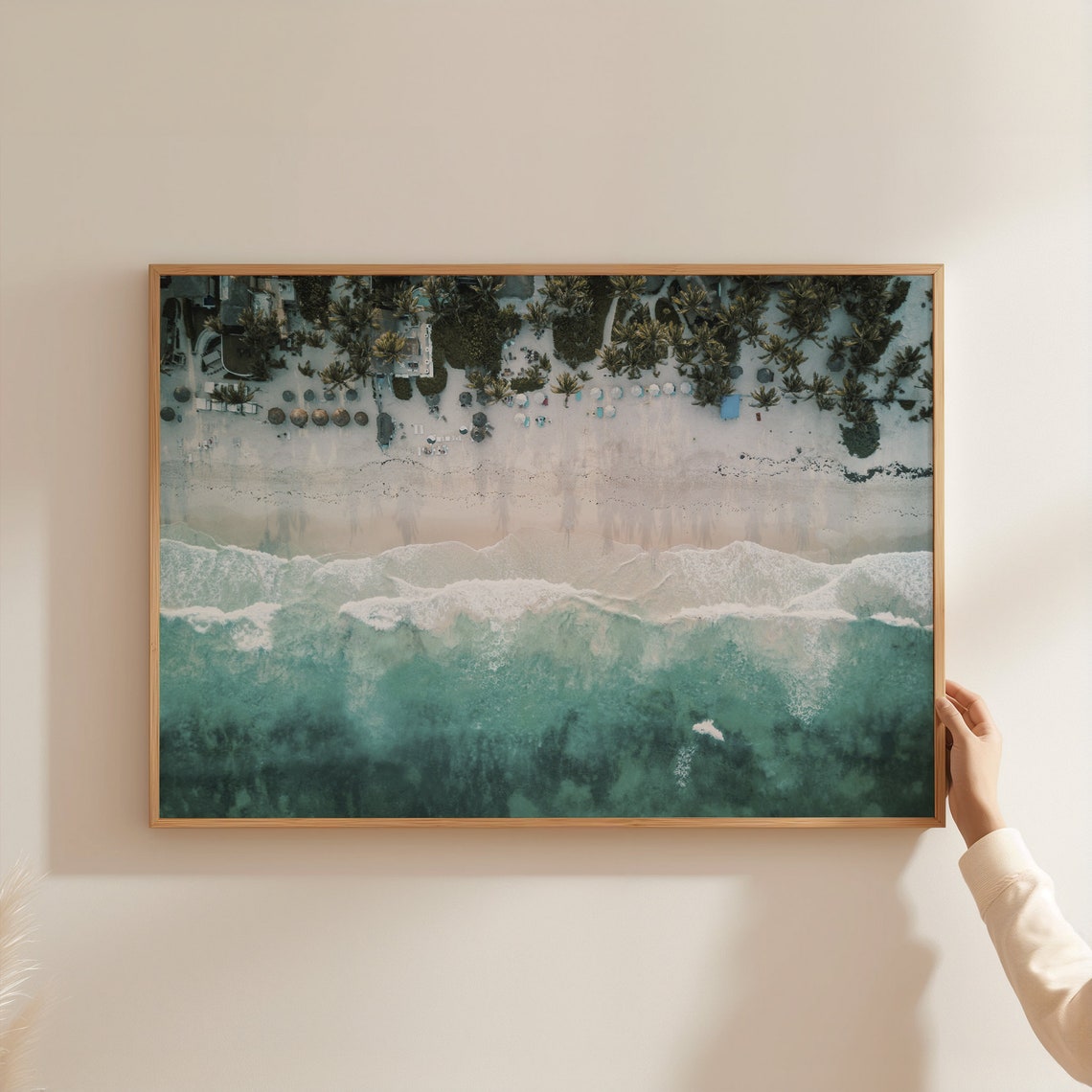 Tulum Mexico Aerial White Sand Beach Turquoise Waves Palm View Poster - Image 3